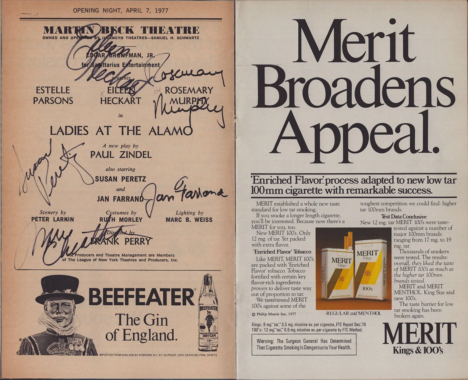 Marie Cheatham, Jan Farrand, Susan Peretz, Rosemary Murphy — LADIES AT THE ALAMO PLAY CAST - SHOW BILL SIGNED WITH CO-SIGNERS, изображение 2
