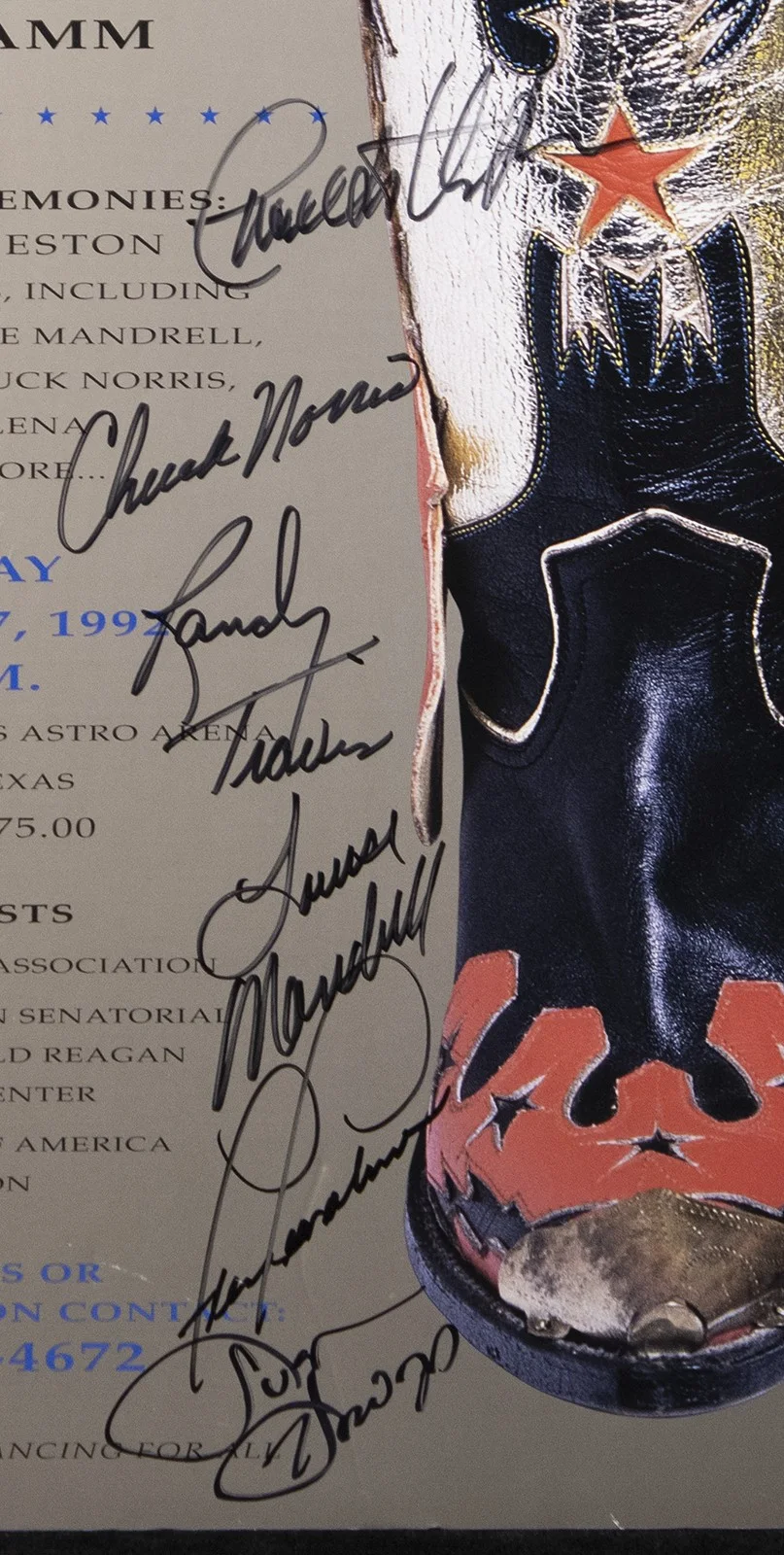 Charlton Heston, Fred Travalena, Chuck Norris — CHARLTON HESTON - AUTOGRAPHED SIGNED POSTER CIRCA 1992 WITH CO-SIGNERS, изображение 2