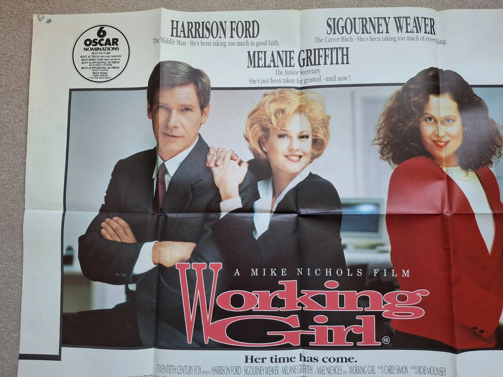 Working Girl Rare & Original UK Quad Film Cinema Movie Poster Melanie Griffith, изображение 2