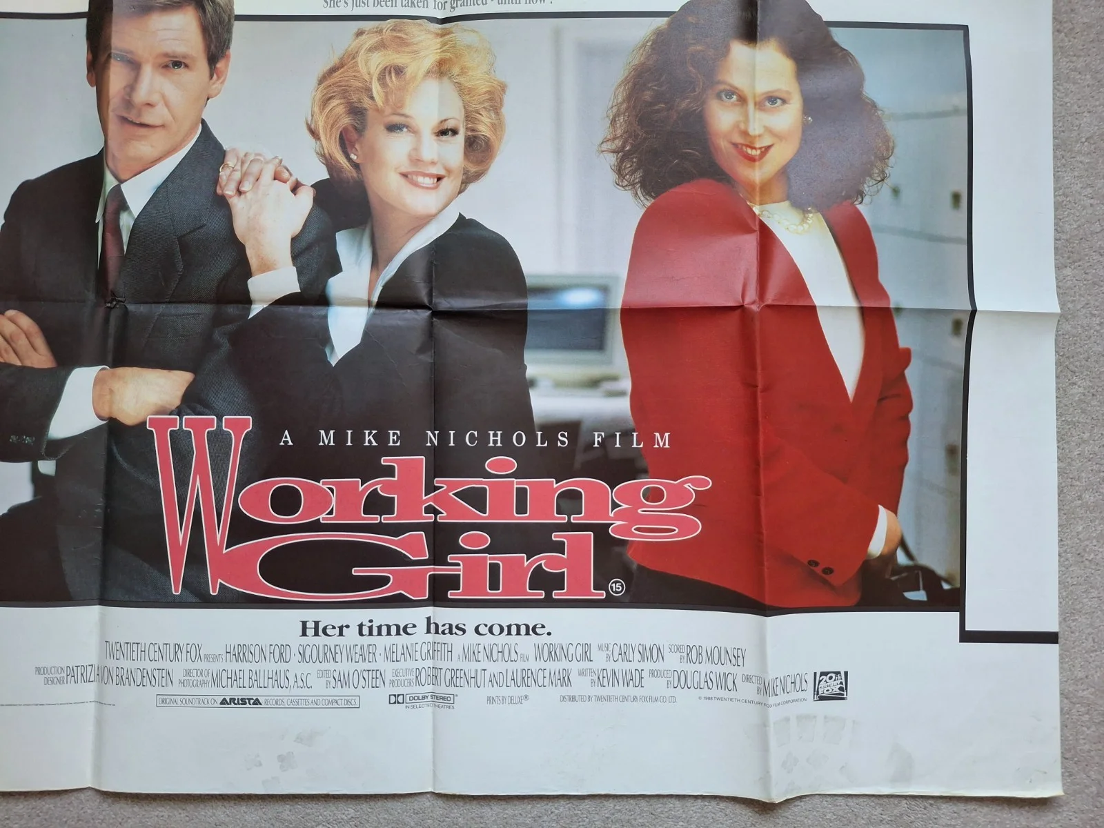 Working Girl Rare & Original UK Quad Film Cinema Movie Poster Melanie Griffith, изображение 4