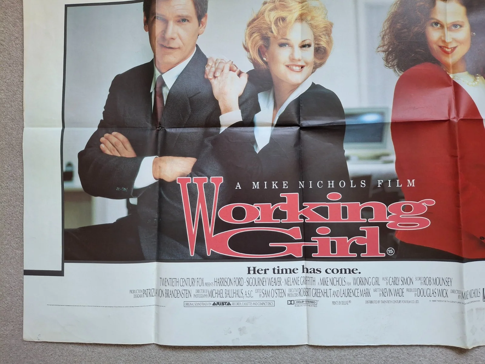 Working Girl Rare & Original UK Quad Film Cinema Movie Poster Melanie Griffith, изображение 5