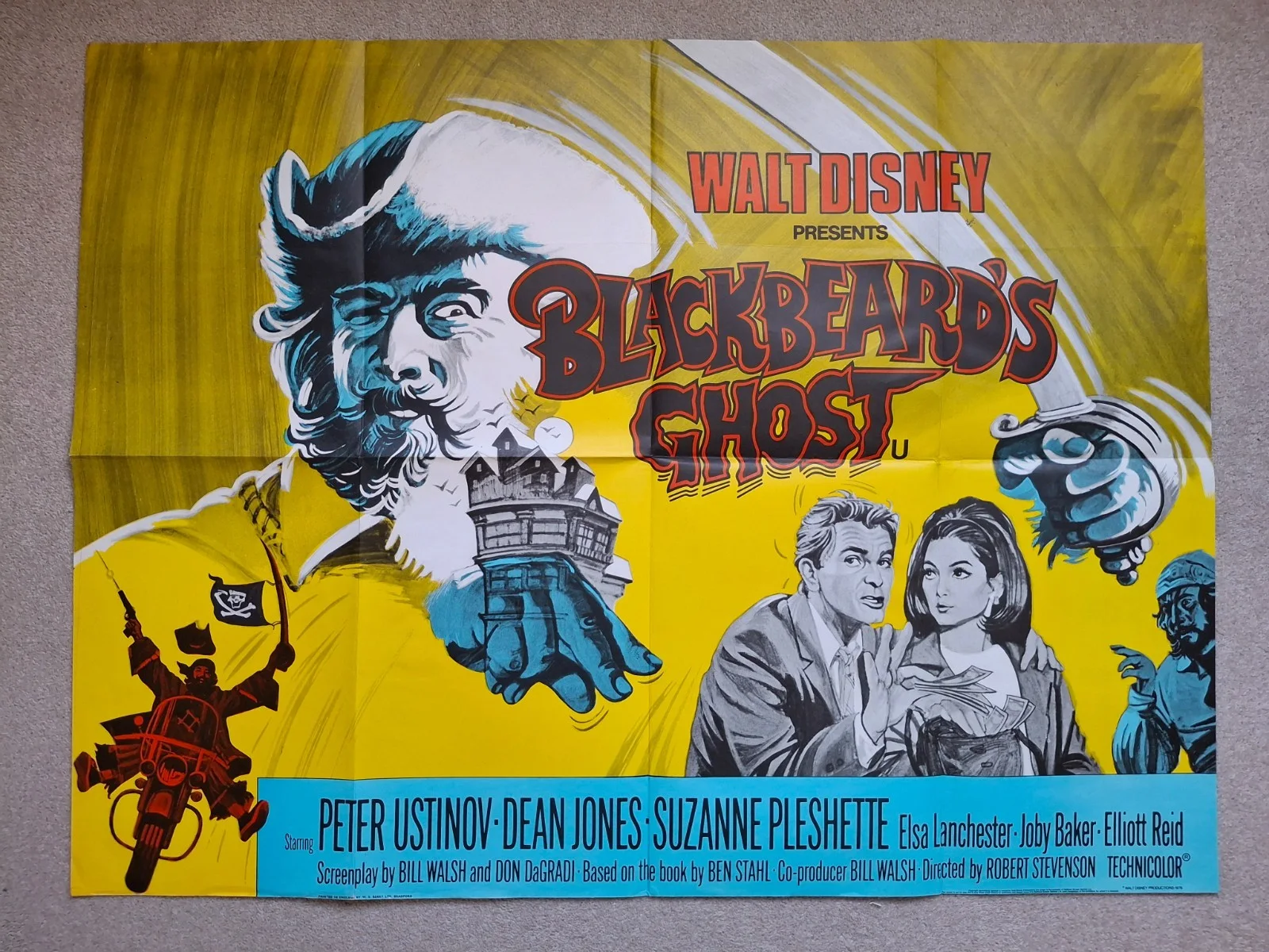 Blackbeard's Ghost Rare & Original Quad Film Cinema Movie Poster Peter Ustinov, изображение 2
