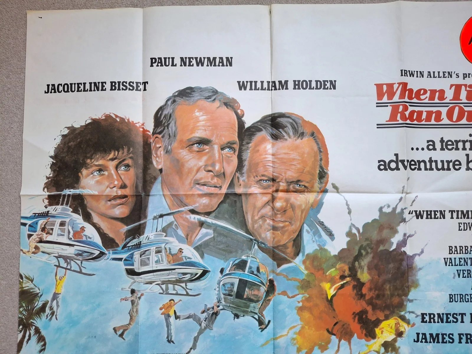 When Time Runs Out Rare & Original Quad Film Cinema Movie Poster Paul Newman, изображение 3