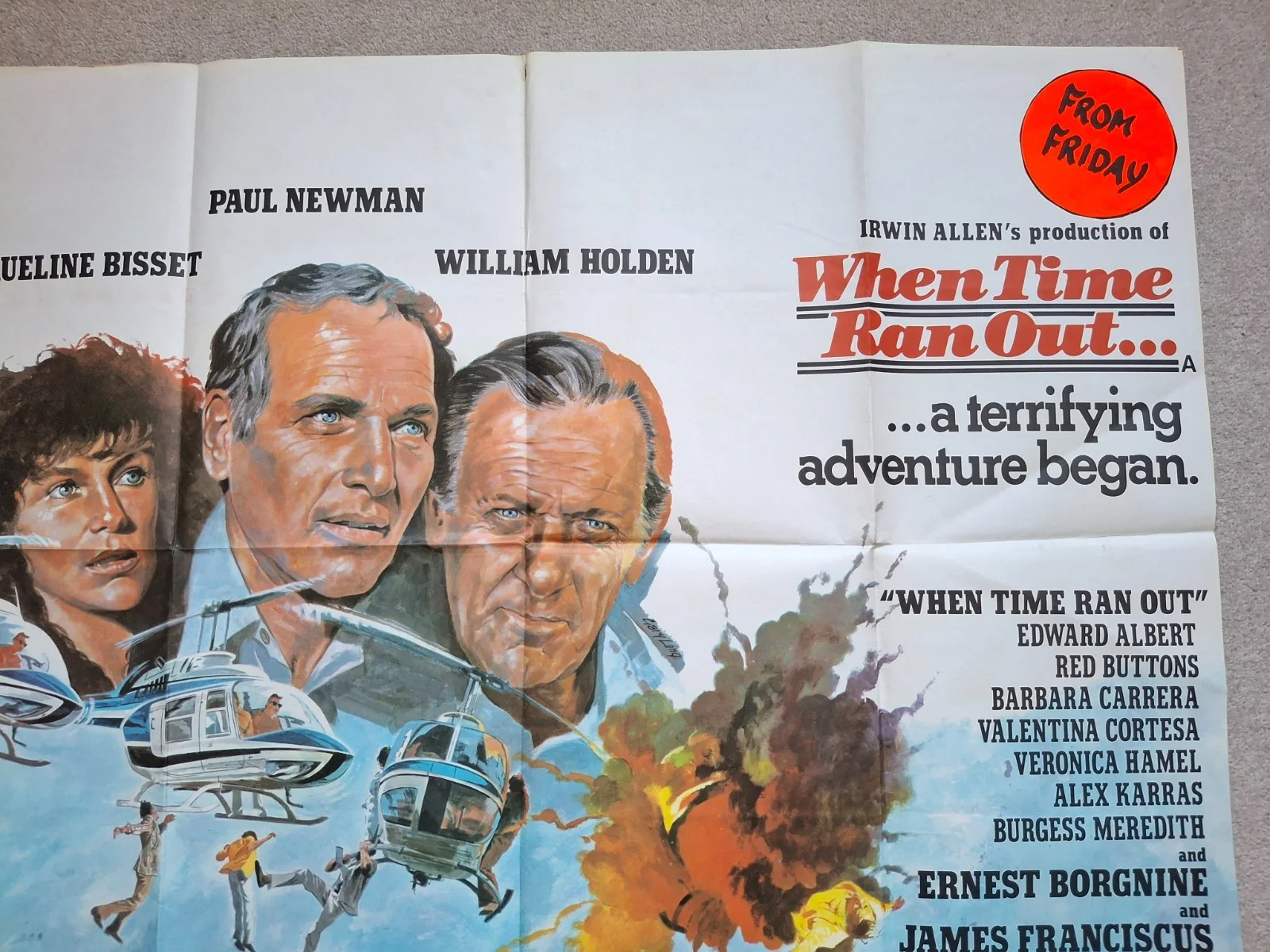 When Time Runs Out Rare & Original Quad Film Cinema Movie Poster Paul Newman, изображение 4