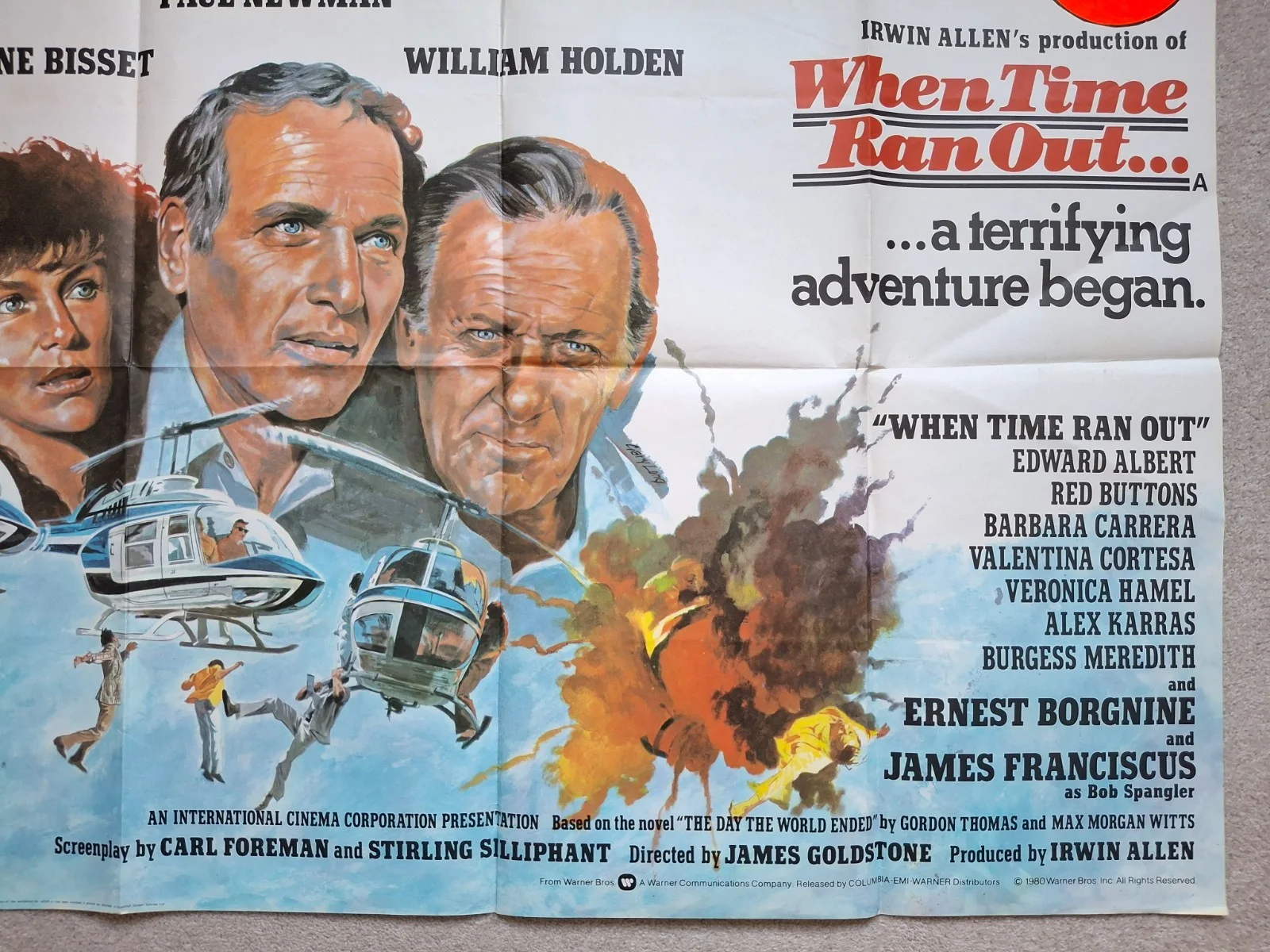 When Time Runs Out Rare & Original Quad Film Cinema Movie Poster Paul Newman, изображение 5