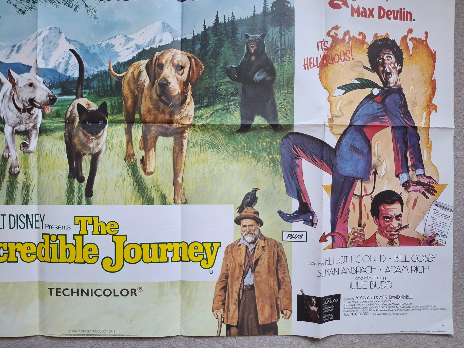 The Incredible Journey & The Devil and Max Devlin Quad Film Cinema Movie Poster, image 5