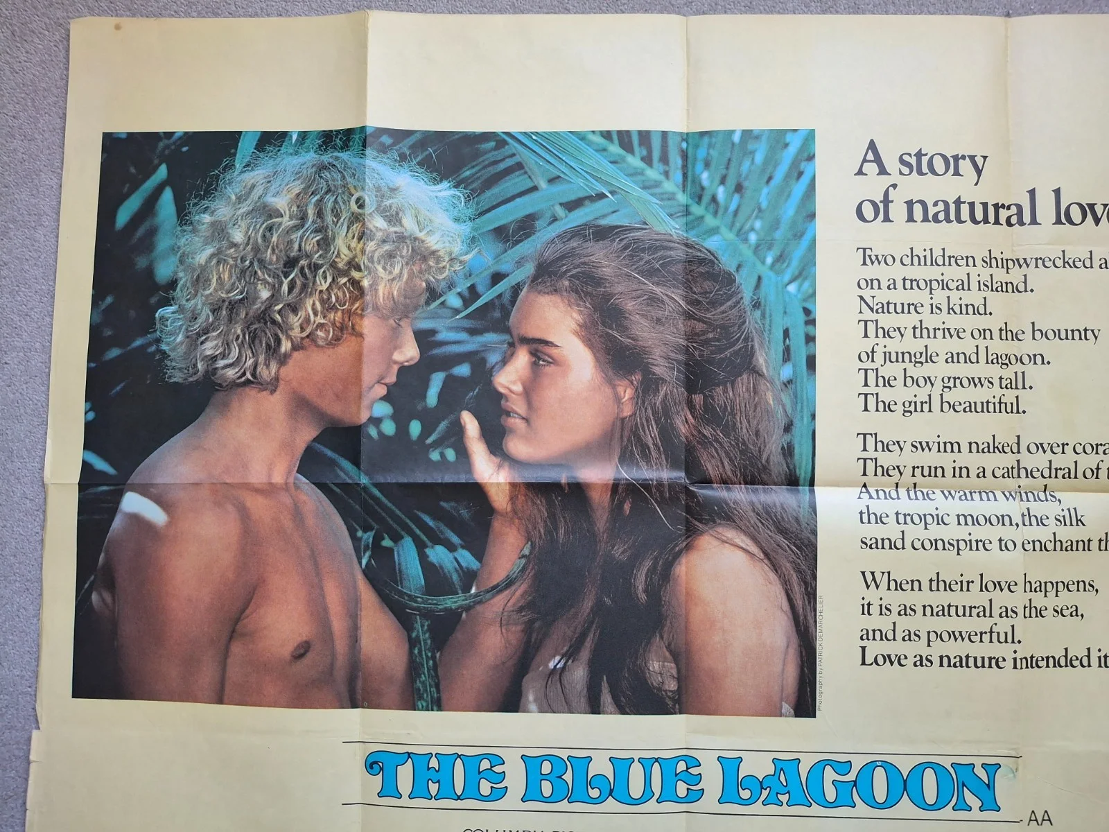 The Blue Lagoon Rare & Original UK Quad Film Cinema Movie Poster Brooke Shields, изображение 2