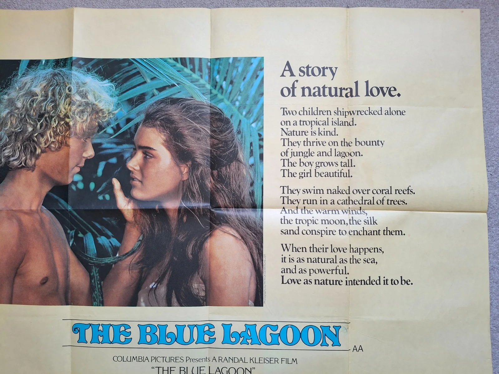 The Blue Lagoon Rare & Original UK Quad Film Cinema Movie Poster Brooke Shields, изображение 3