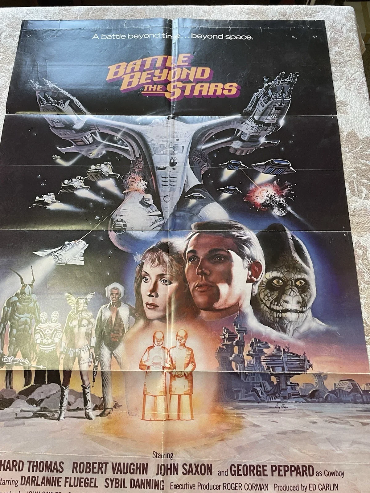 Vintage 1980 Space Sci-fi Movie Poster BATTLE BEYOND THE STARS US 1 sheet 27x39, изображение 2