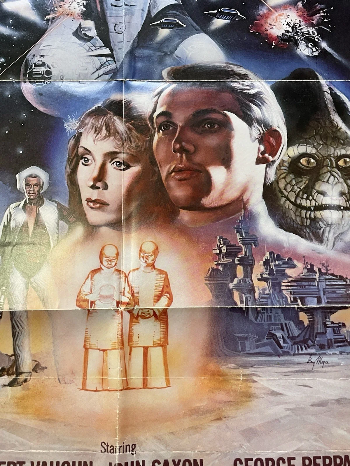 Vintage 1980 Space Sci-fi Movie Poster BATTLE BEYOND THE STARS US 1 sheet 27x39, изображение 3