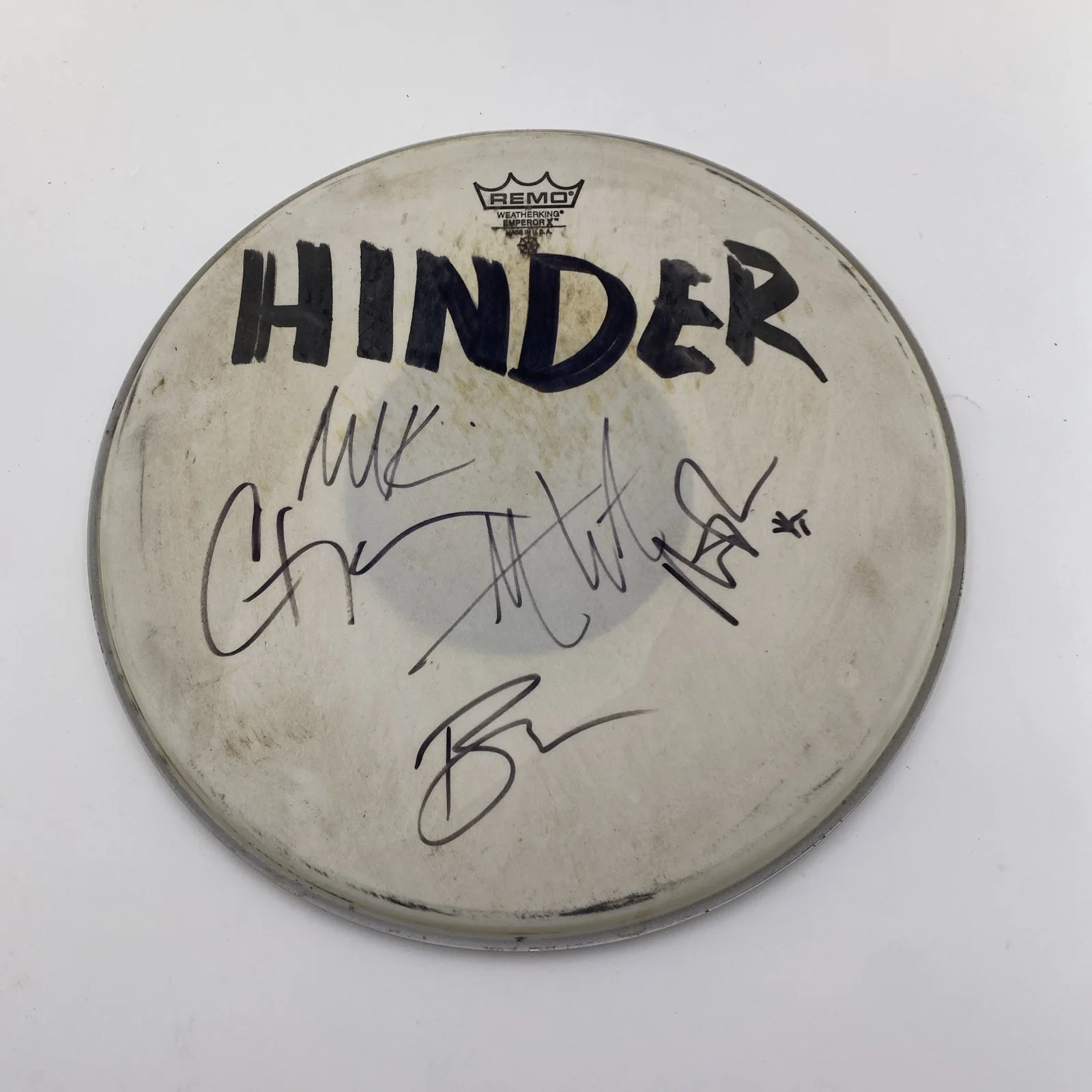 AUTOGRAPHED - Hinder (Rock Band) Drum Head, image 2