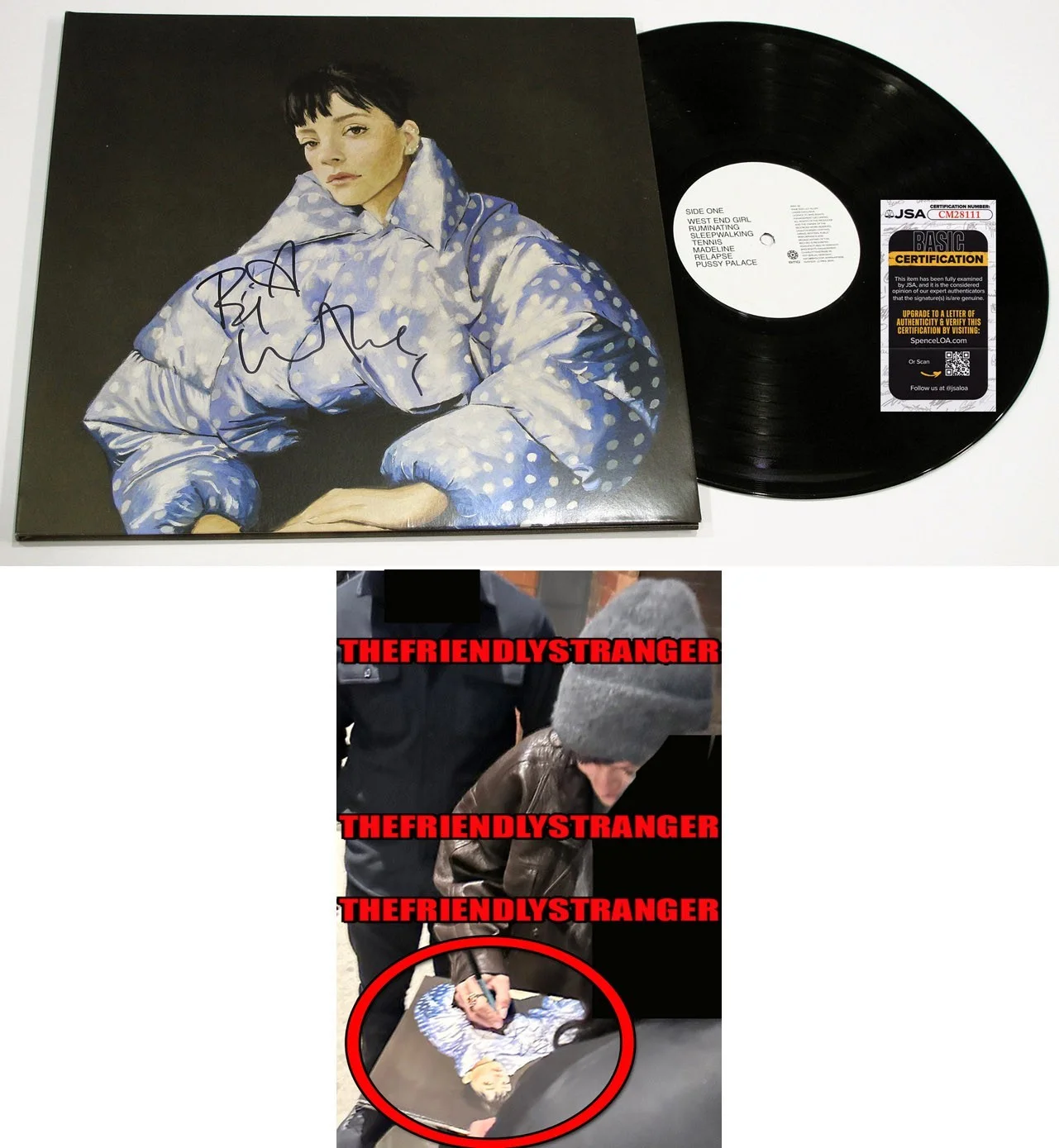 Lily Allen — Lily Allen signed "WEST END GIRL" Vinyl Album EXACT PROOF a Autographed JSA COA