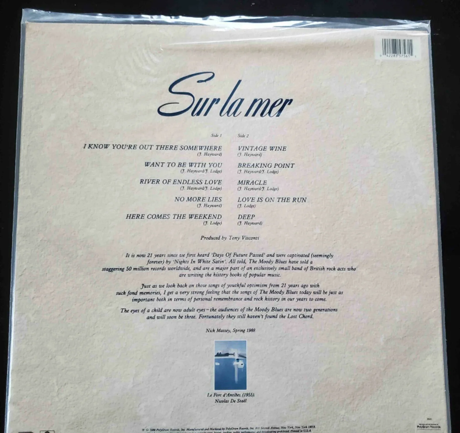 Moody Blues Autographed Album " Sur la mer " Hayward Lodge Moraz Edge COA, изображение 2