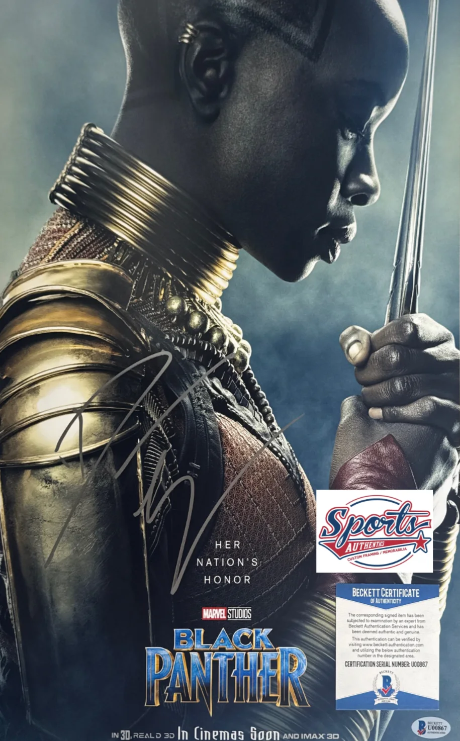 Danai Gurira — Danai Gurira Signed 12x18 Black Panther Photo BAS U00867