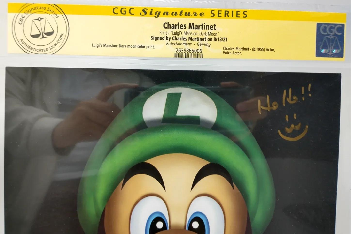 Charles Martinet Signed Luigi's Mansion: Dark Moon Print 2021 CGC Certified, изображение 2