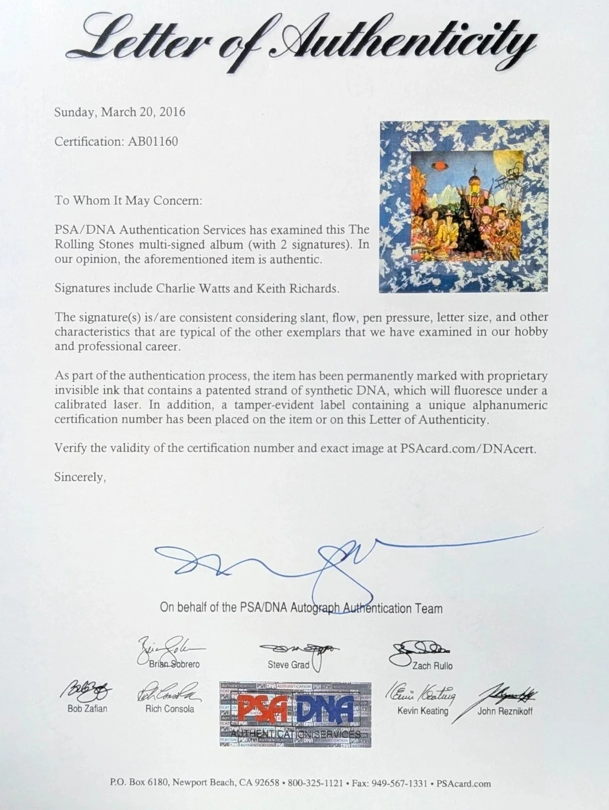 Rolling Stones Keith Richards Charlie Watts Signed Satanic Majesty Album PSA/DNA, image 3
