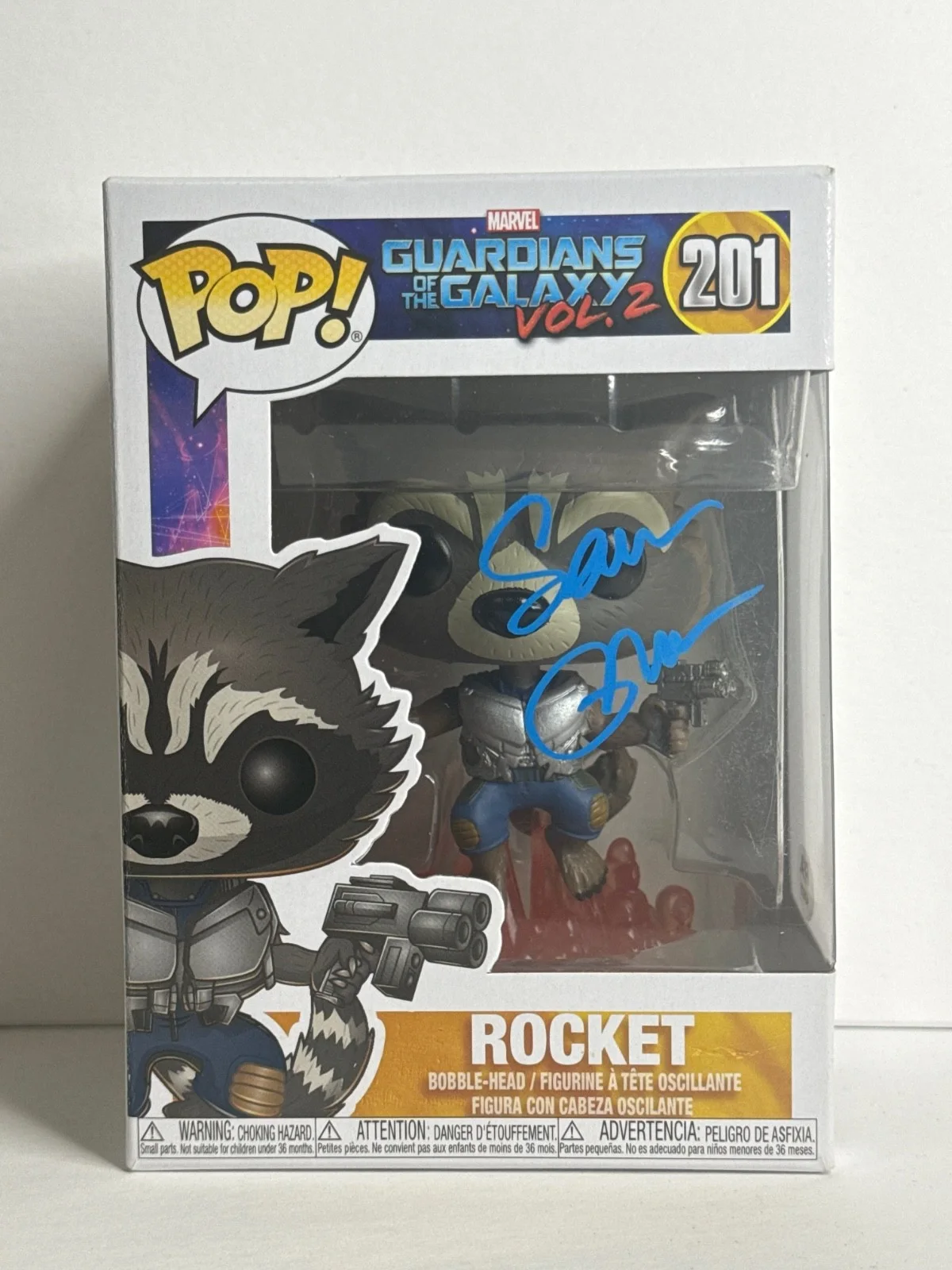 Sean Gunn — Sean Gunn Signed Rocket Guardians Of The Galaxy Funko #201 PSA AQ69225