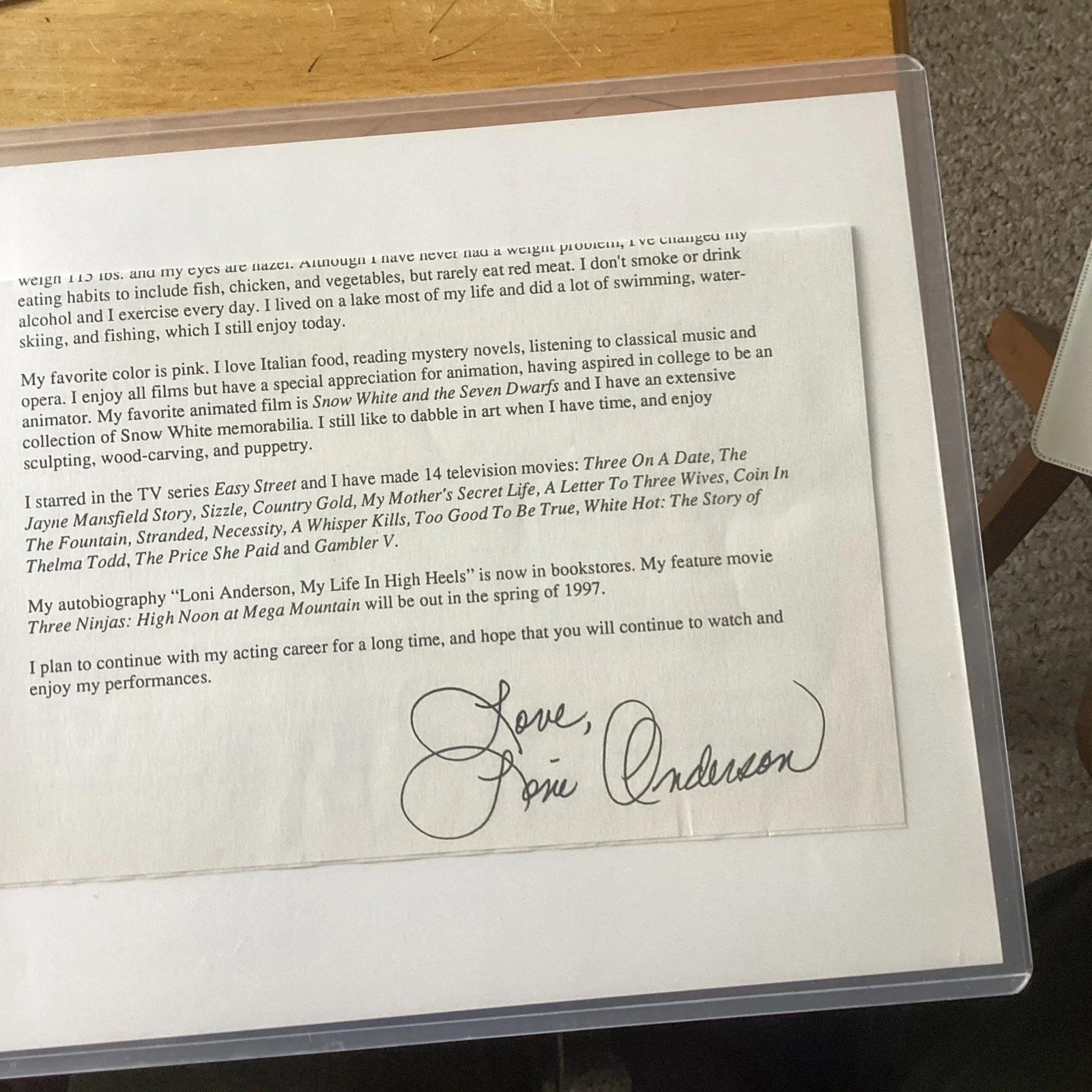Loni Anderson Autographed 8x10 JSA Authentication., image 4