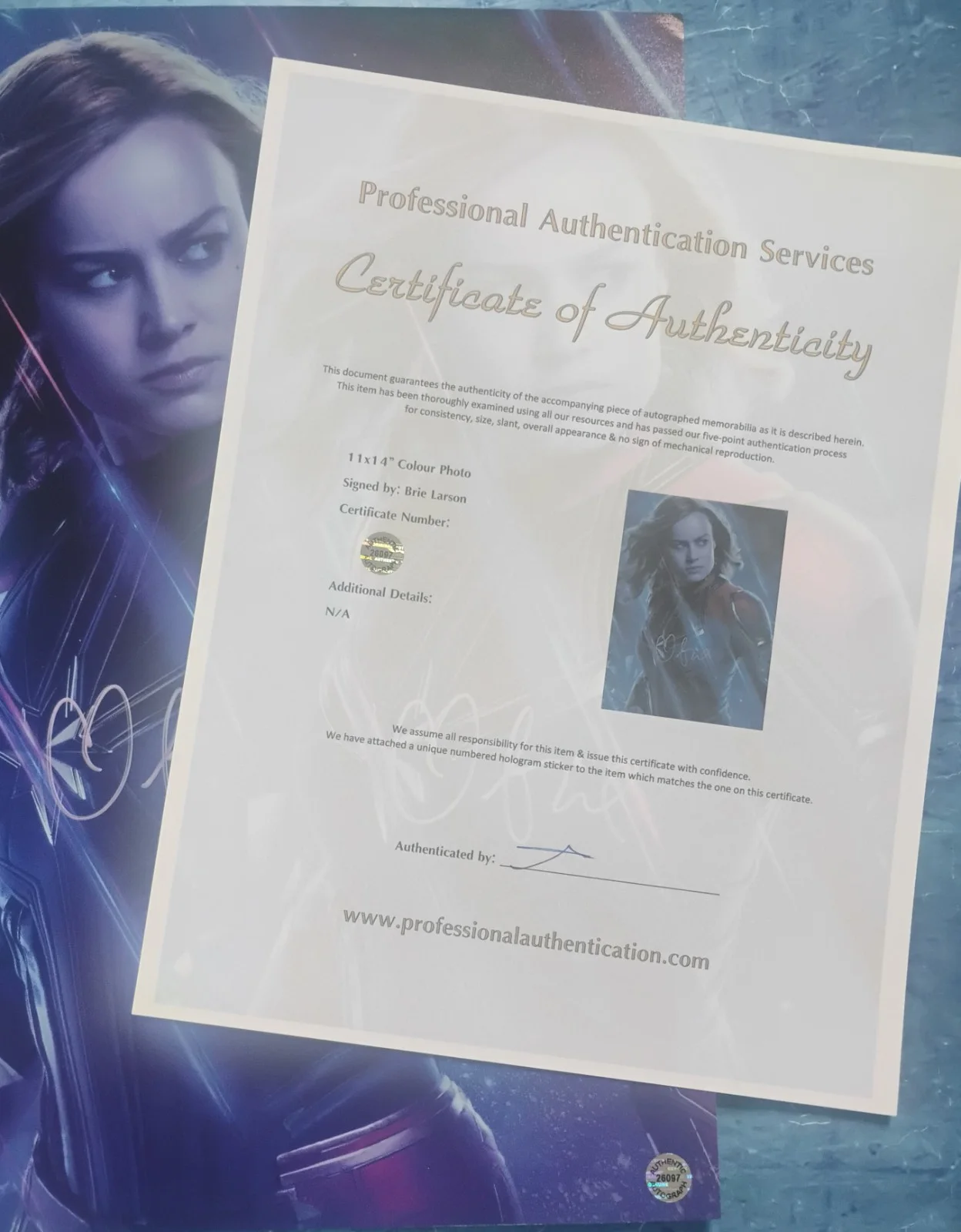 Brie Larson Hand Signed Autograph 11x14 Photo COA Captain Marvel NO US TARIFF, image 4