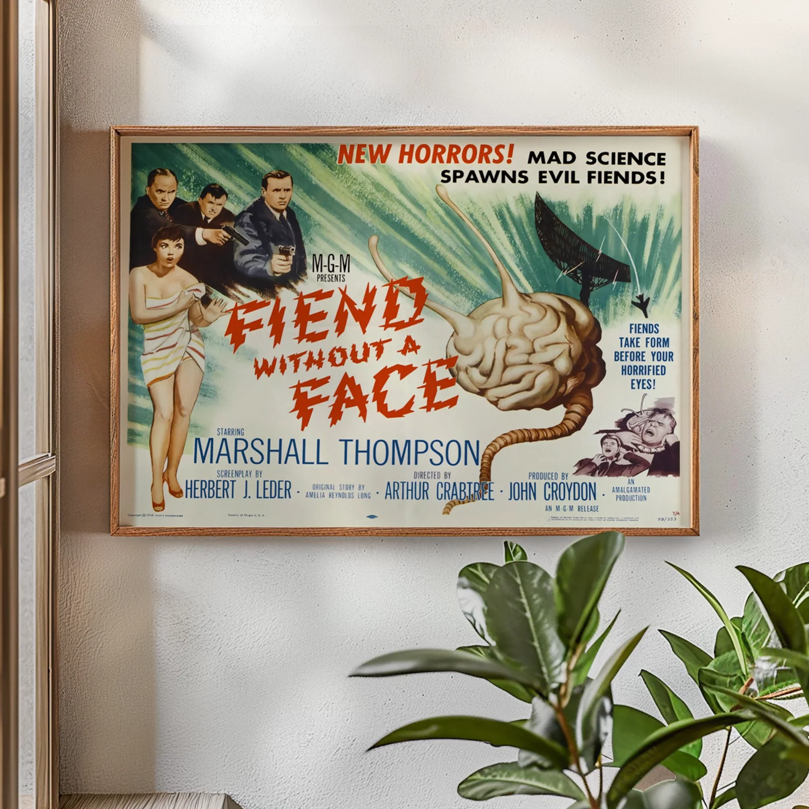 Fiend Without A Face - 1958 Horror / Sci-Fi Restored 28" x 22" US Half Sheet, image 2