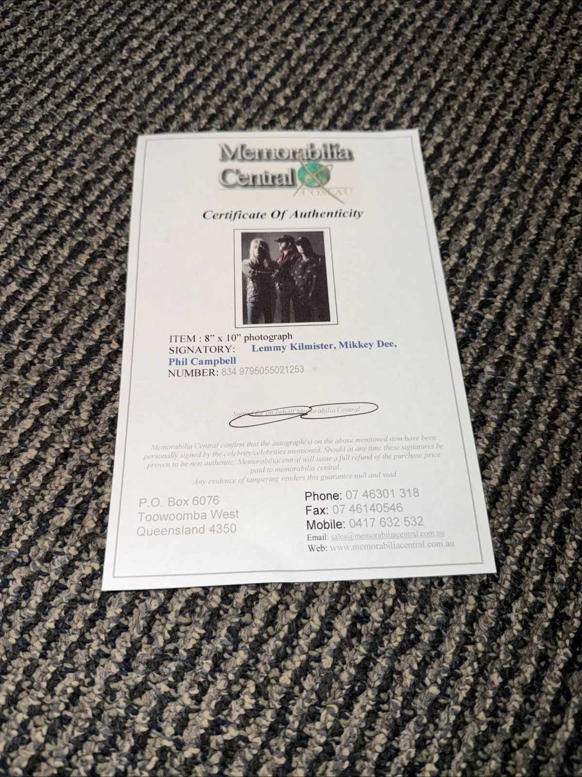Motörhead Signed Autographed 8x10 Photo Lemmy Kilminster Mikey Dee Phil Campbell, изображение 3