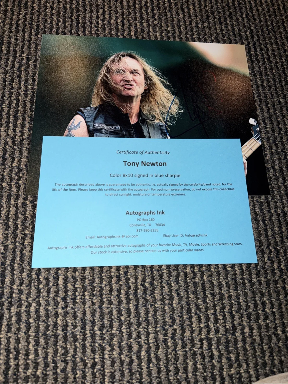 Tony Newton Iron Maiden Bassist Signed Autographed 8x10 Photo W/ COA *RARE, изображение 2