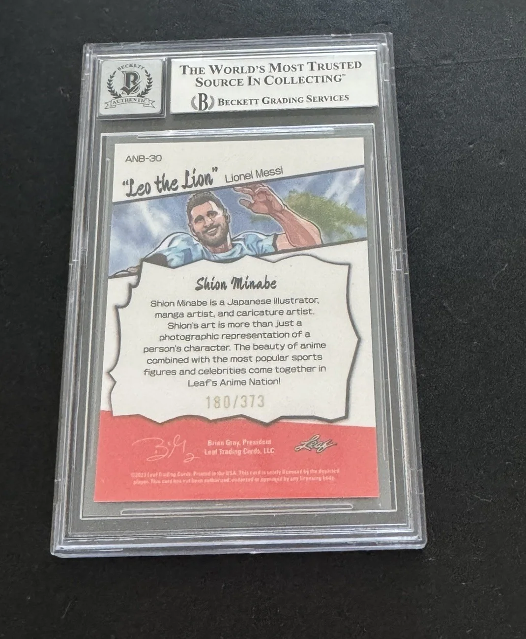 Lionel Messi — LIONEL MESSI SIGNED 2023 LEAF ANIME NATION#ANB30 BECKETT BGS AUTO 10, image 3