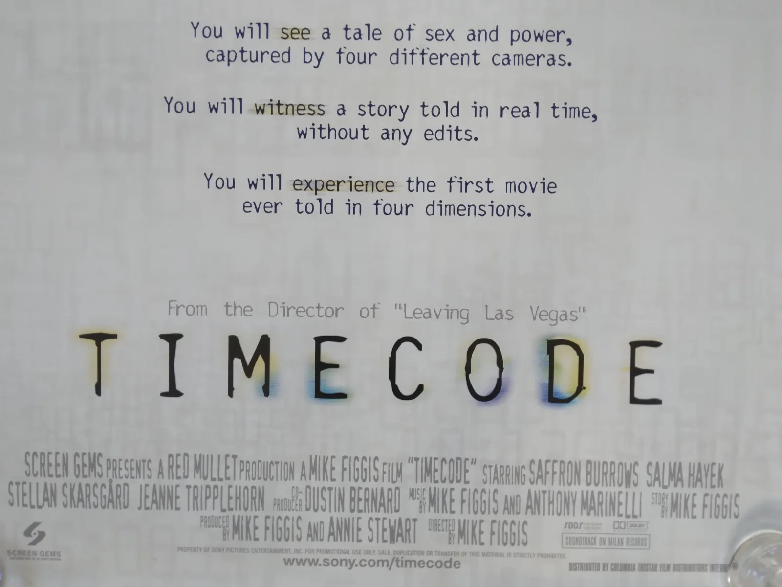 Time Code original movie 2000 poster US one sheet, image 2