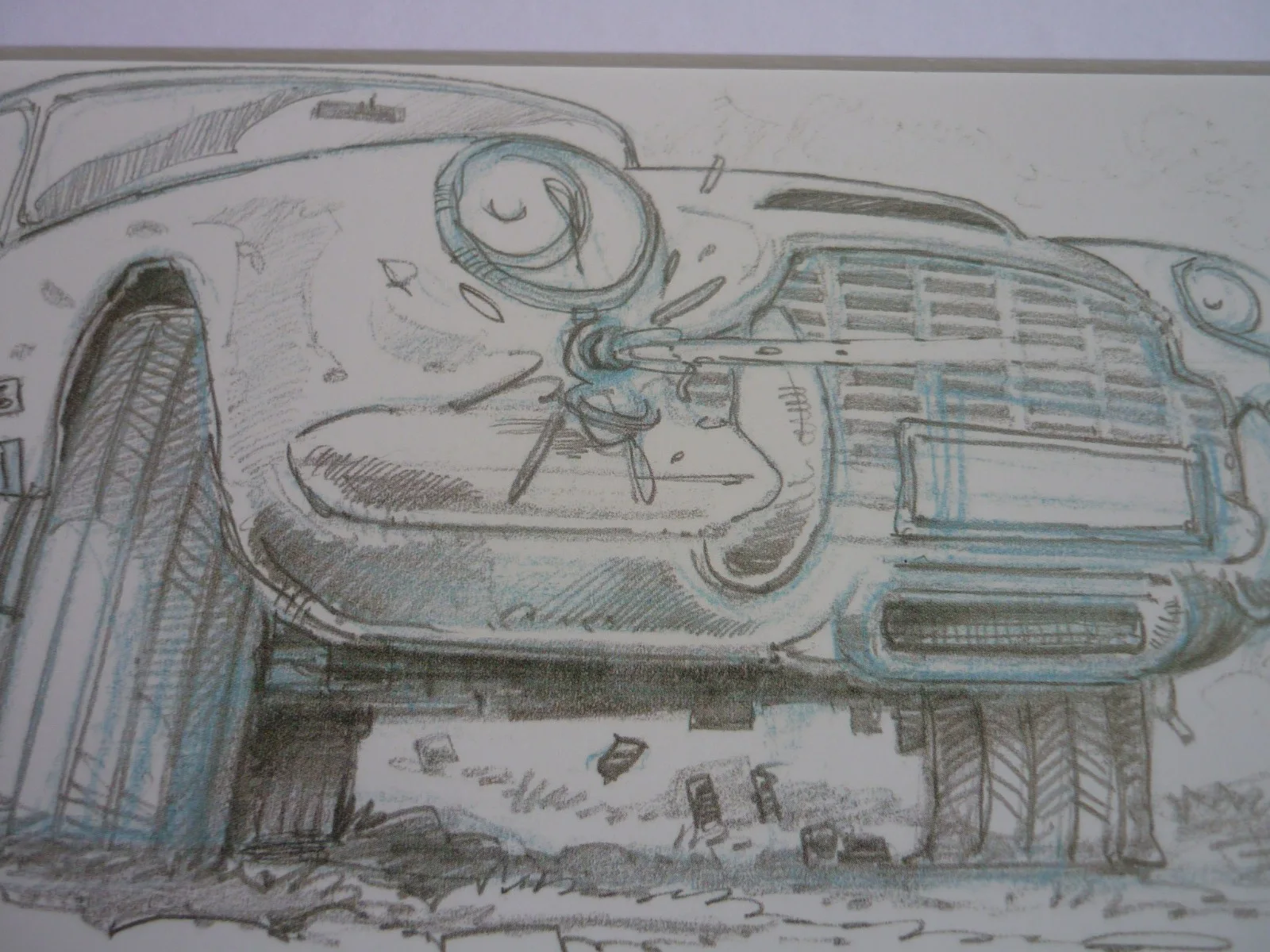 14x11 framed mounted 007 james bond skyfall sketch db5 machine gun storyboard, image 5
