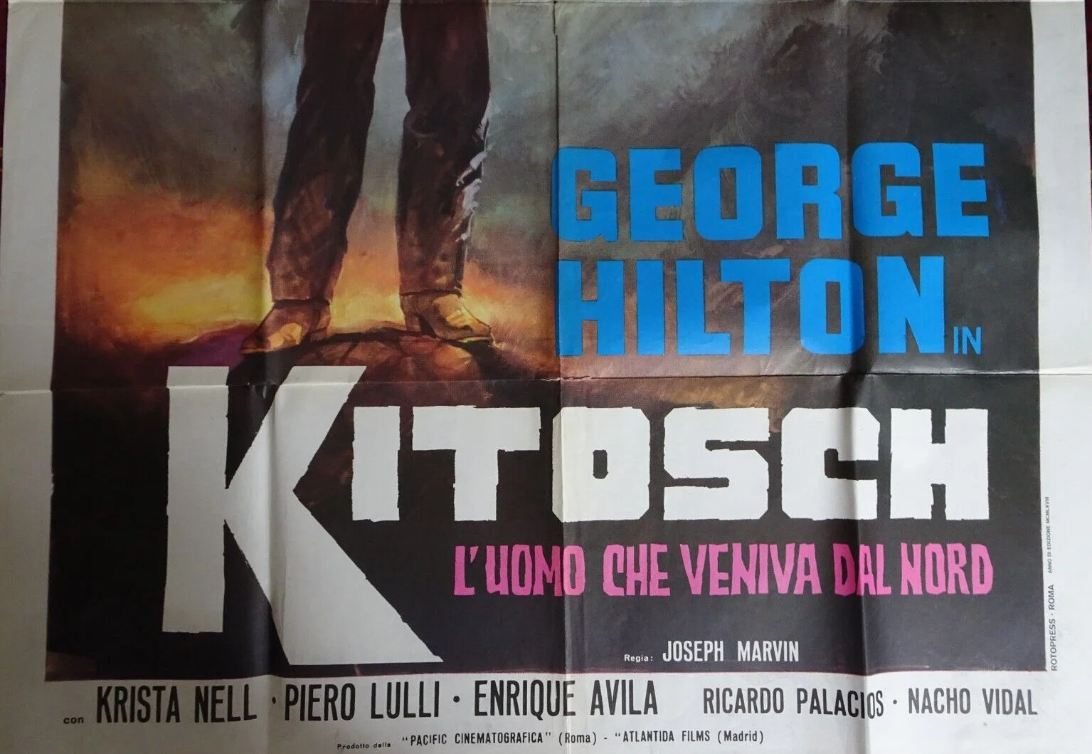 Kitosch the Man Who Came from the North Italian Poster George Hilton Huge 55x39, изображение 2
