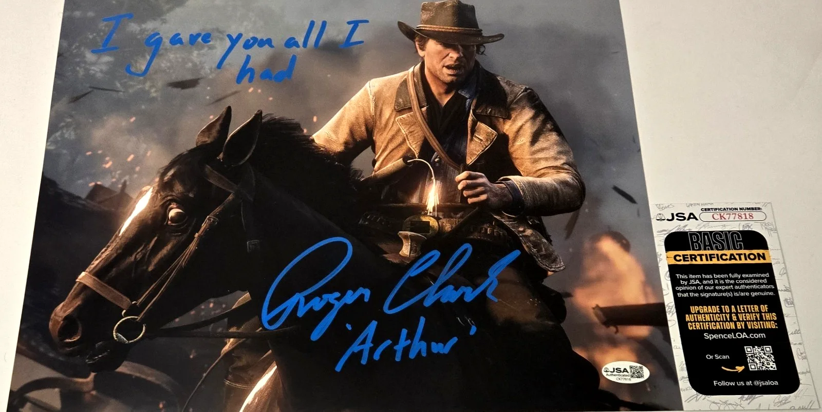 Roger Clark — Arthur Morgan Signed Photo Red Dead Redemption Roger Clark Autograph JSA COA 818, image 3