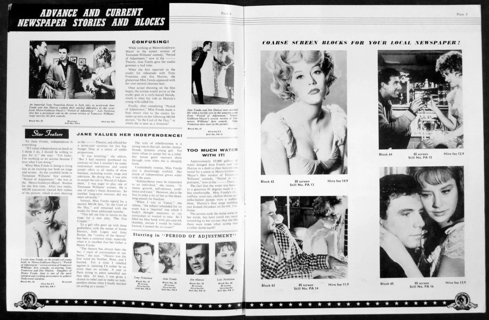 PERIOD OF ADJUSTMENT 1962 Anthony Franciosa, Jane Fonda UK PRESSBOOK, изображение 2