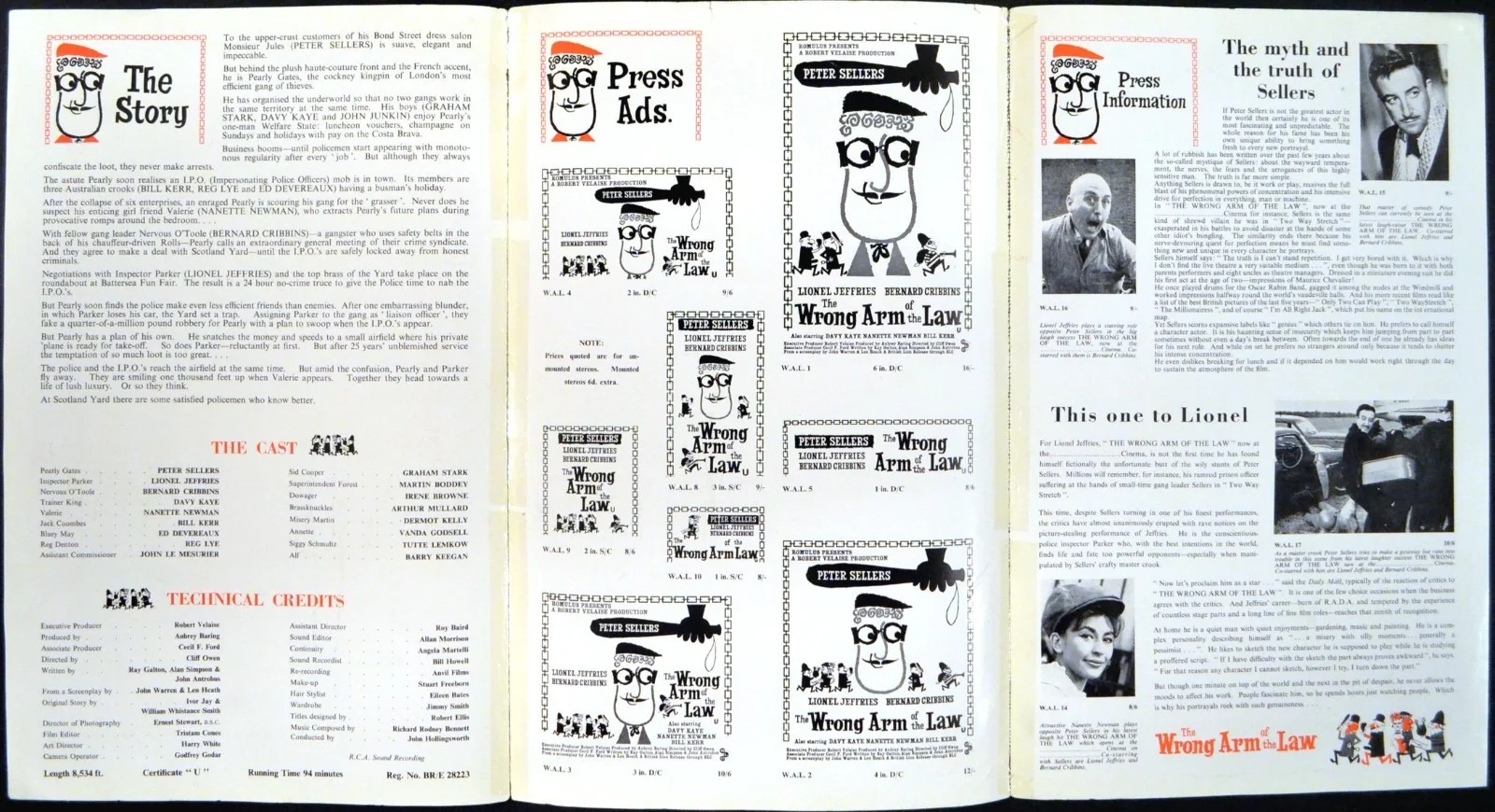 WRONG ARM OF THE LAW 1963 Peter Sellers, Lionel Jeffries UK CAMPAIGN BOOK, изображение 2