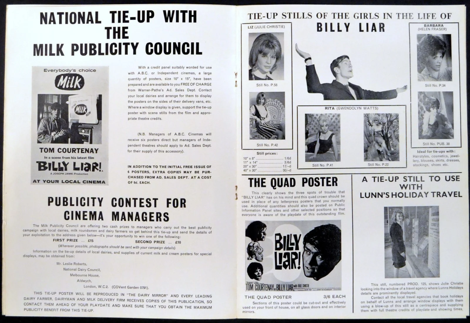 BILLY LIAR! 1963 Tom Courtenay, Julie Christie - John Schlesinger UK PRESSBOOK, image 3