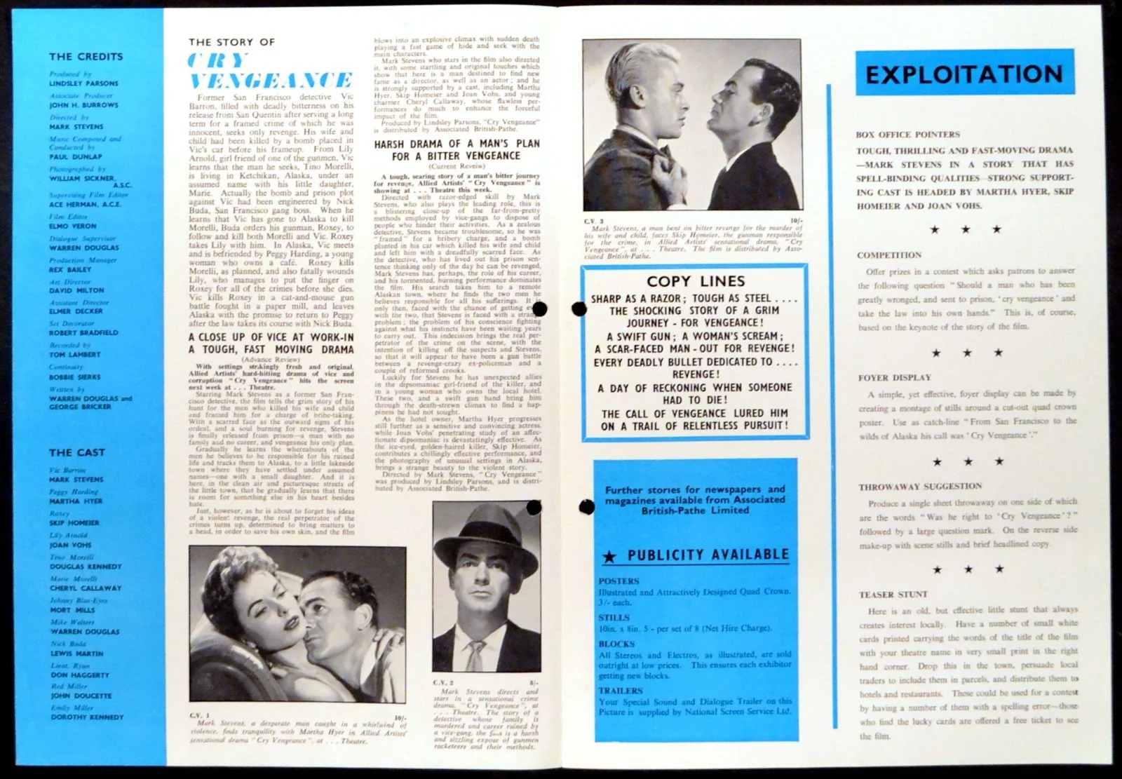 CRY VENGEANCE 1955 Mark Stevens, Martha Hyer, Skip Homeier UK CAMPAIGN BOOK, изображение 2