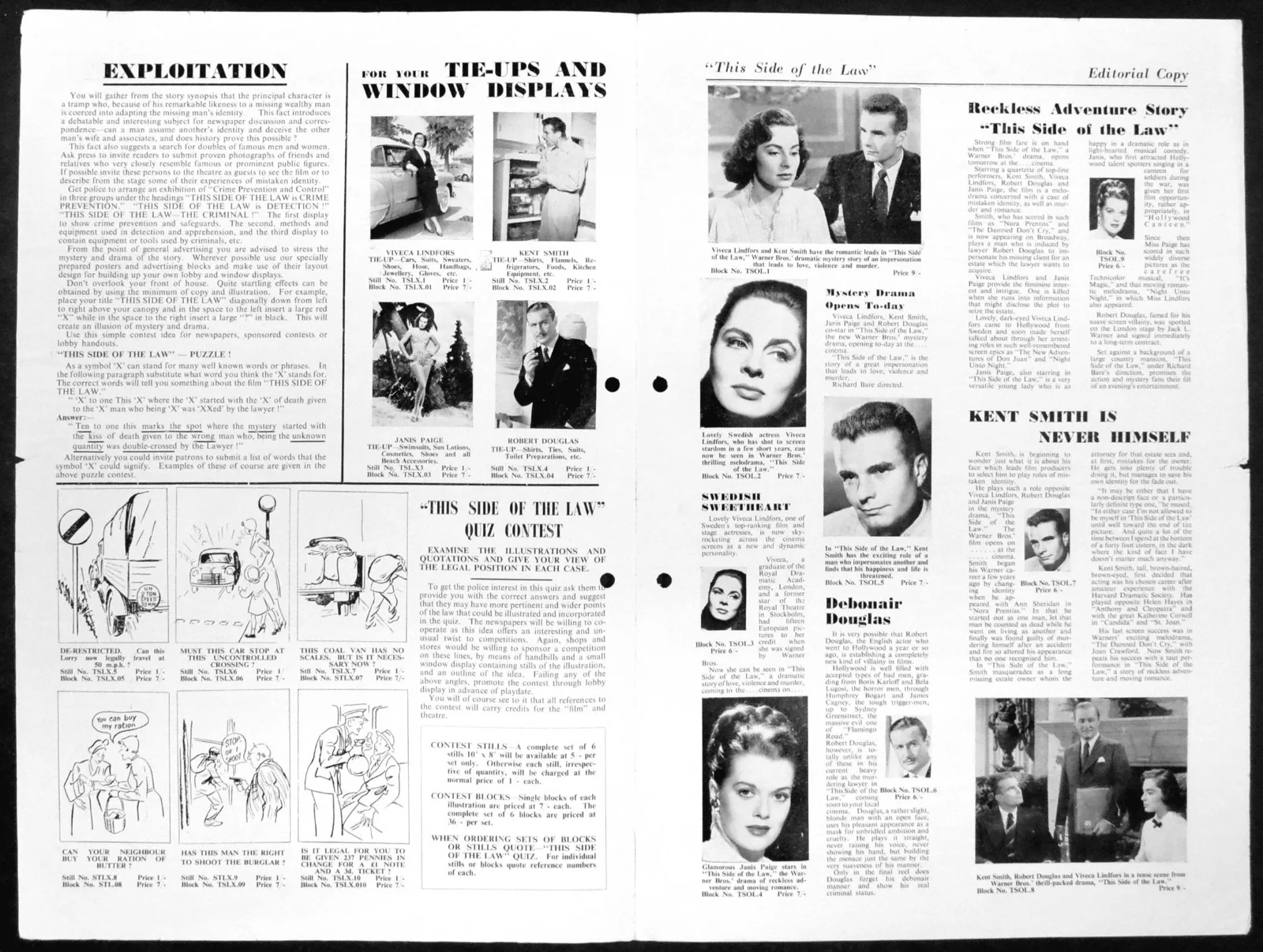 THIS SIDE OF THE LAW 1950 Viveca Lindfors, Kent Smith, Janis Paige CAMPAIGN BOOK, изображение 2