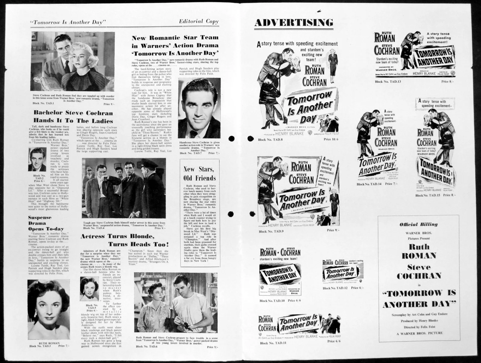 TOMORROW IS ANOTHER DAY 1951 Ruth Roman, Steve Cochran UK CAMPAIGN BOOK, изображение 2