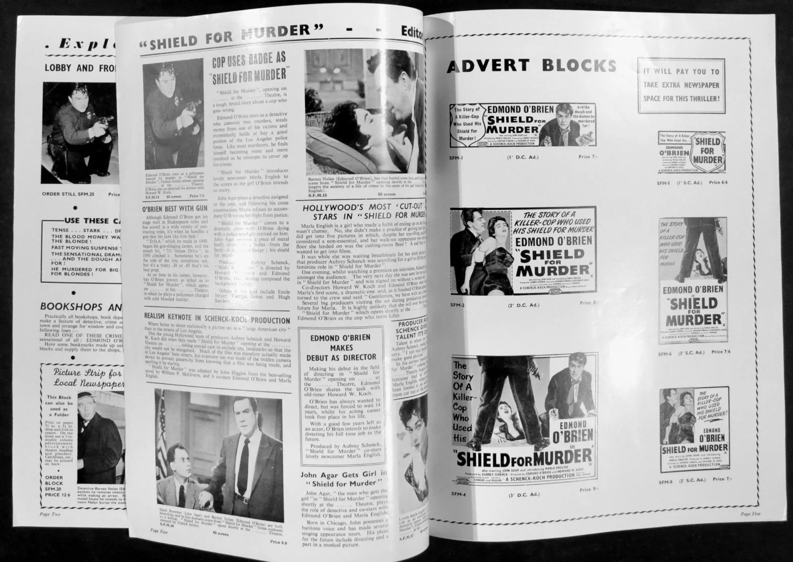 SHIELD FOR MURDER 1954 Edmond O'Brien, John Agar, Marla English UK CAMPAIGN BOOK, image 2