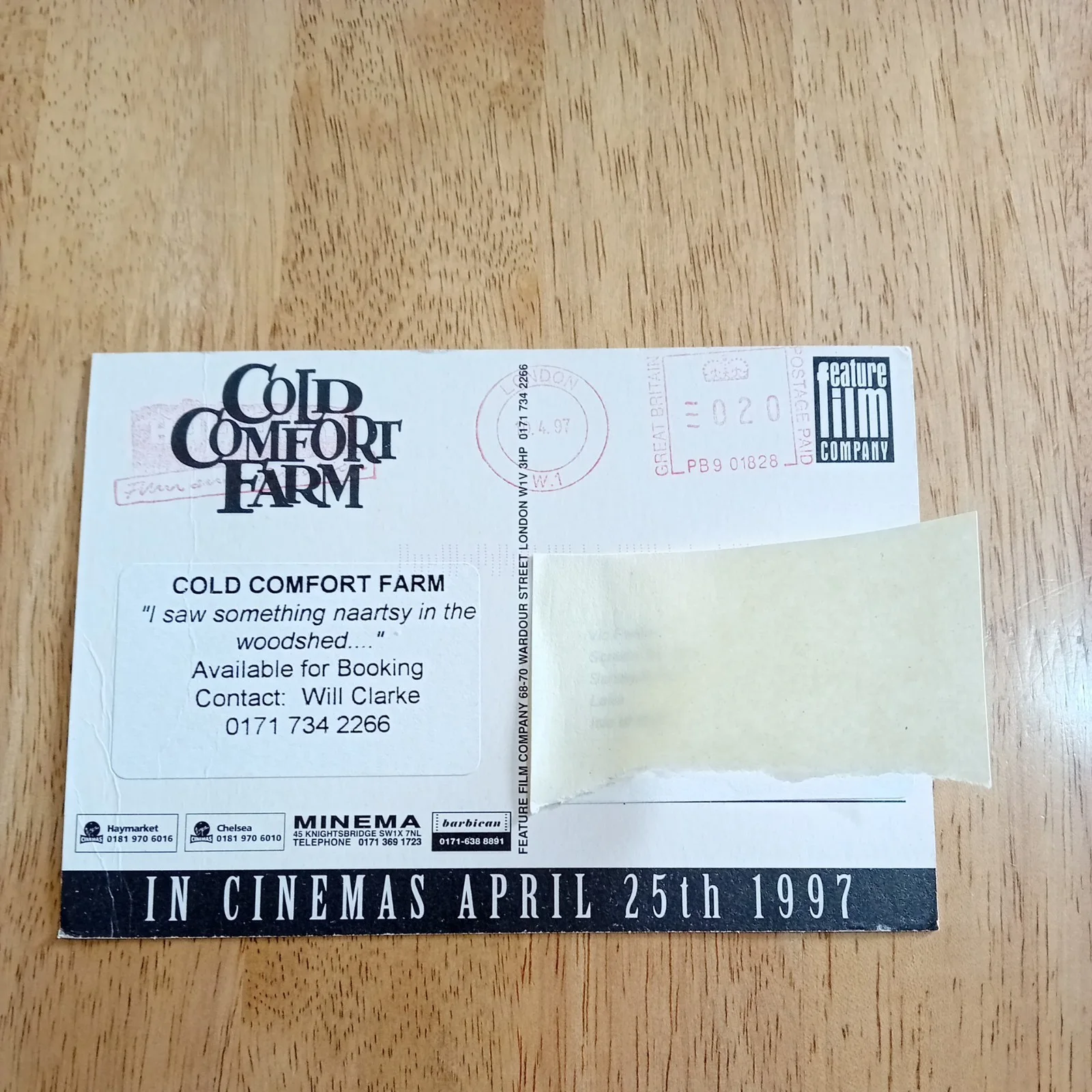 Cold Comfort Farm. Joanna Lumley. Film Promotional Postcard 1997, изображение 2
