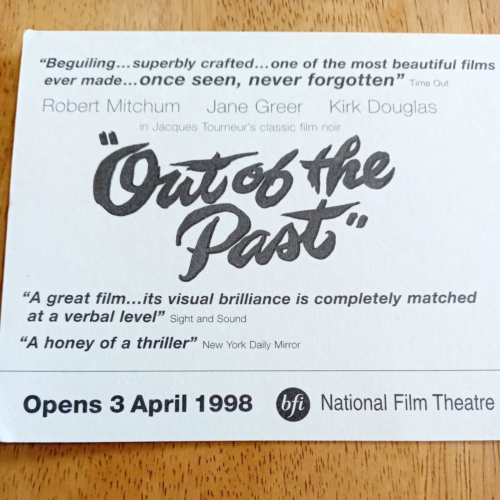 Out of the Past. Robert Mitchum. Jane Greer. Film Promotional Postcard 1998, изображение 5