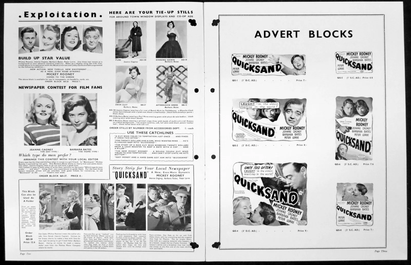 QUICKSAND 1950 Mickey Rooney, Jeanne Cagney, Peter Lorre UK CAMPAIGN BOOK, изображение 2