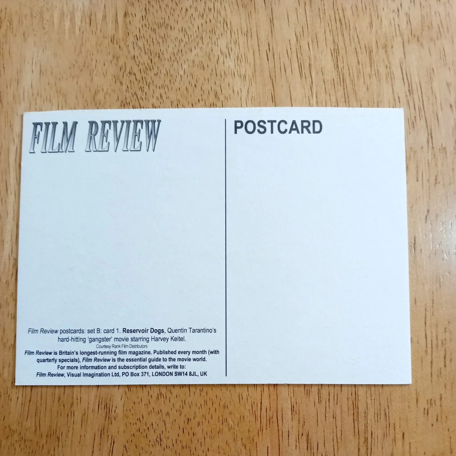 Reservoir Dogs. Film Promotional Postcard 1993, изображение 2