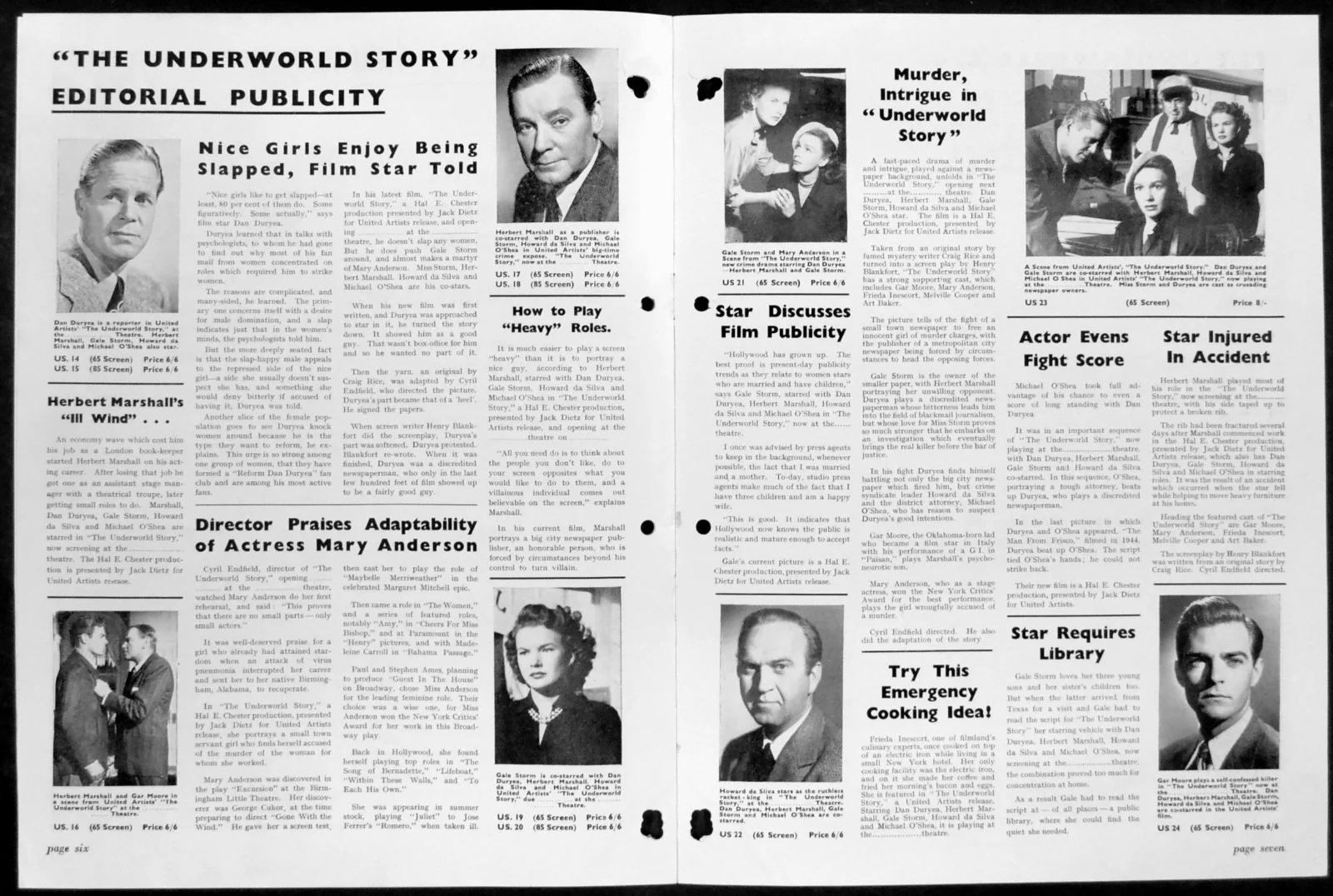 UNDERWORLD STORY 1950 Dan Duryea, Herbert Marshall, Gale Storm CAMPAIGN BOOK, image 3