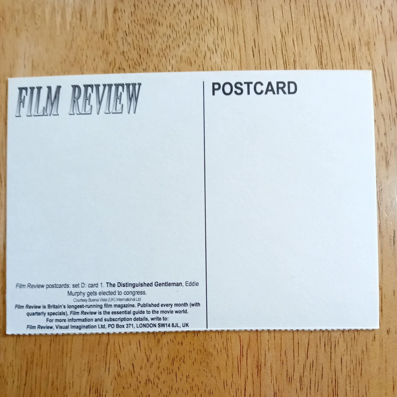 The Distinguished Gentleman. Eddie Murphy Film Promotional Postcard 1993, изображение 2