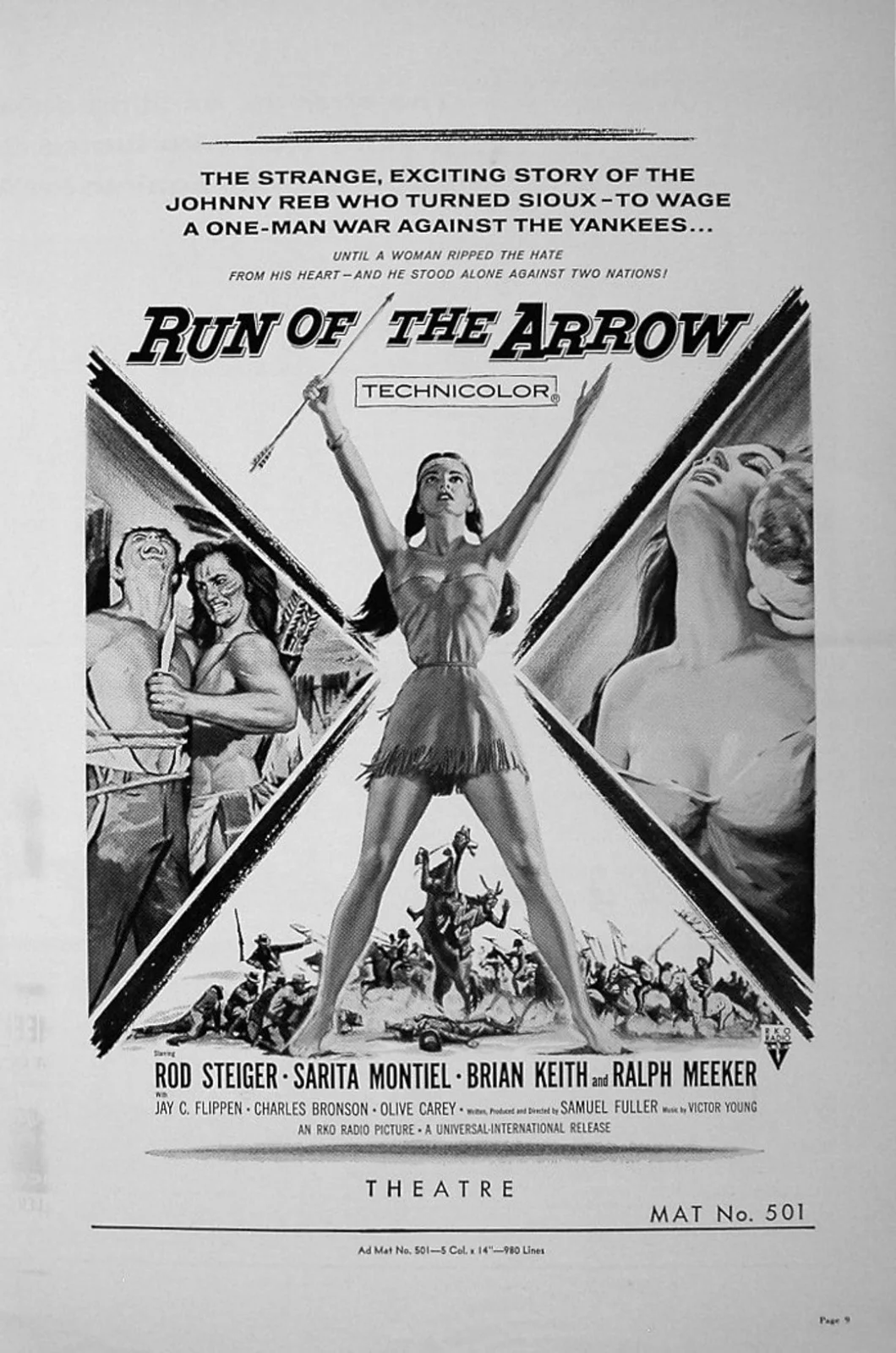 RUN OF THE ARROW 1957 Rod Steiger, Sara Montiel, Brian Keith US PRESSBOOK, изображение 2