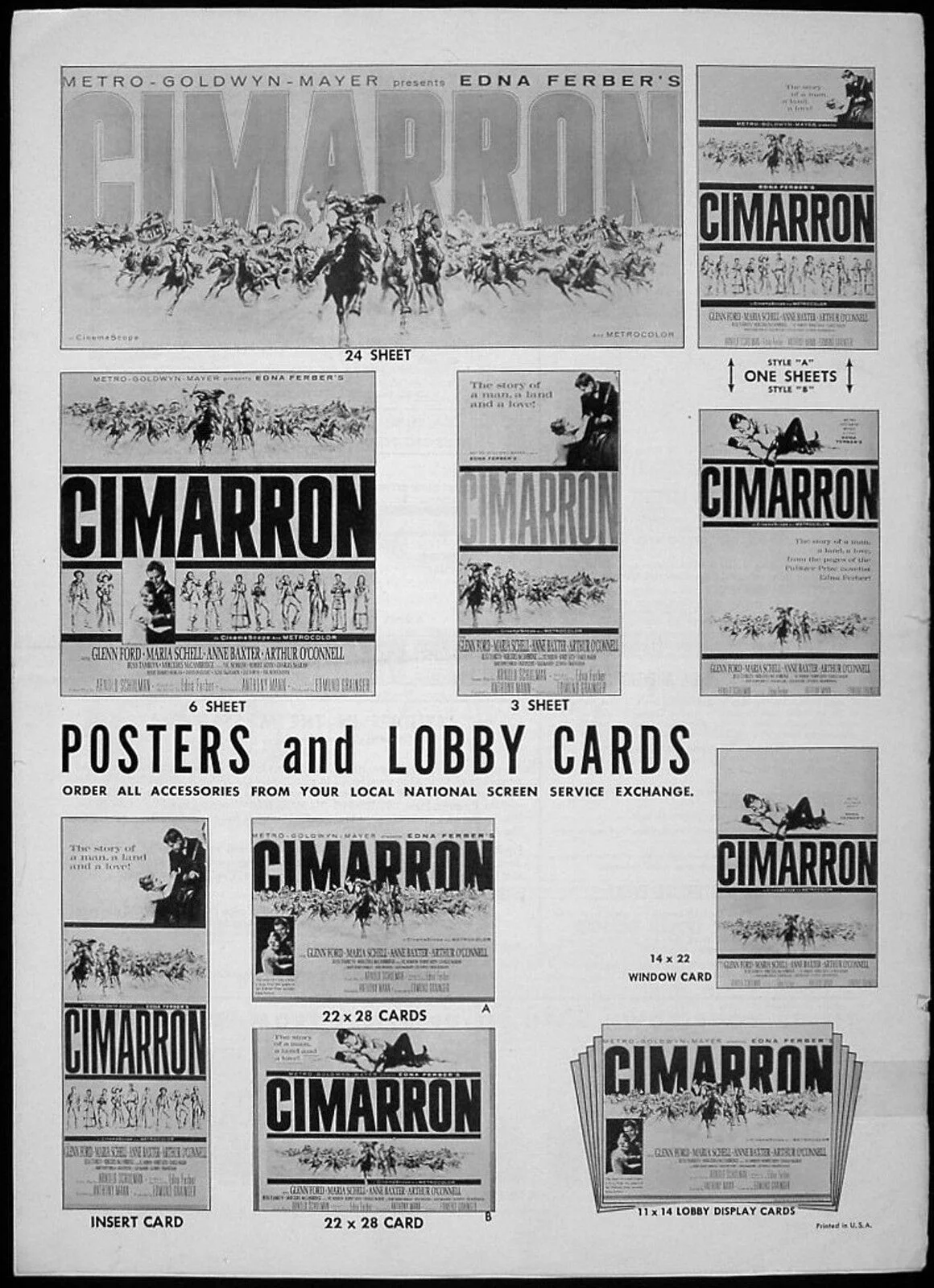 CIMARRON 1960 Glenn Ford, Maria Schell Anne Baxter Arthur O'Connell US PRESSBOOK, изображение 2