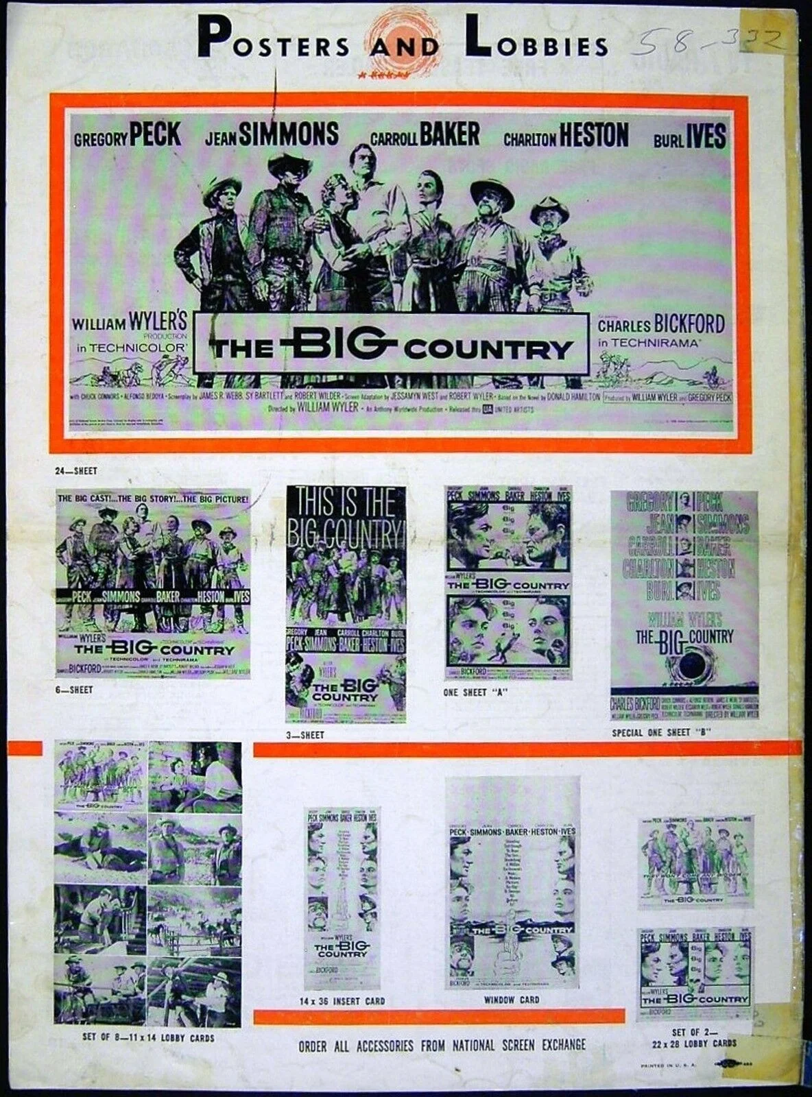BIG COUNTRY 1958 Gregory Peck, Charlton Heston, Jean Simmons US PRESSBOOK, изображение 2