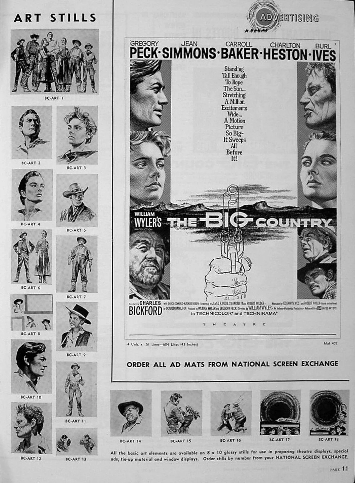 BIG COUNTRY 1958 Gregory Peck, Charlton Heston, Jean Simmons US PRESSBOOK, изображение 3