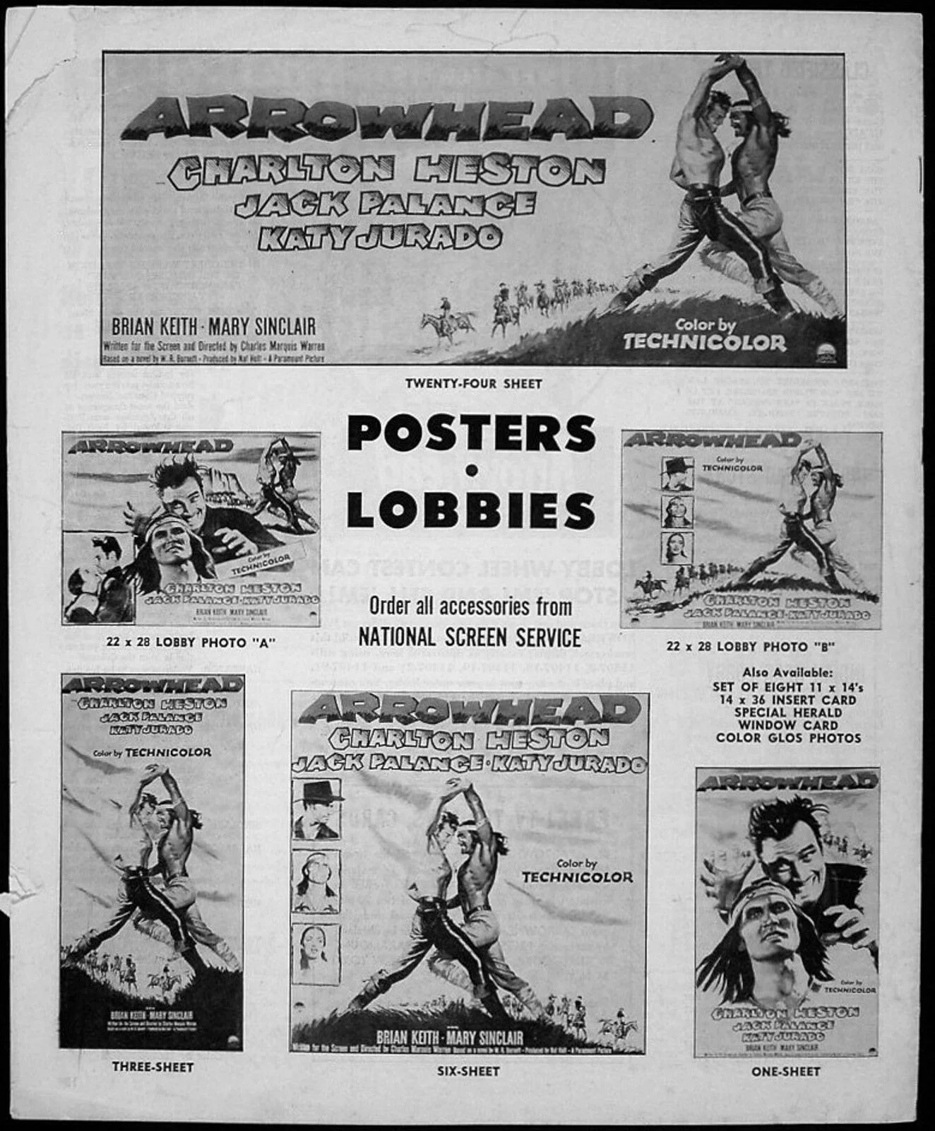 ARROWHEAD 1953 Charlton Heston, Jack Palance, Katy Jurado US PRESSBOOK, изображение 2