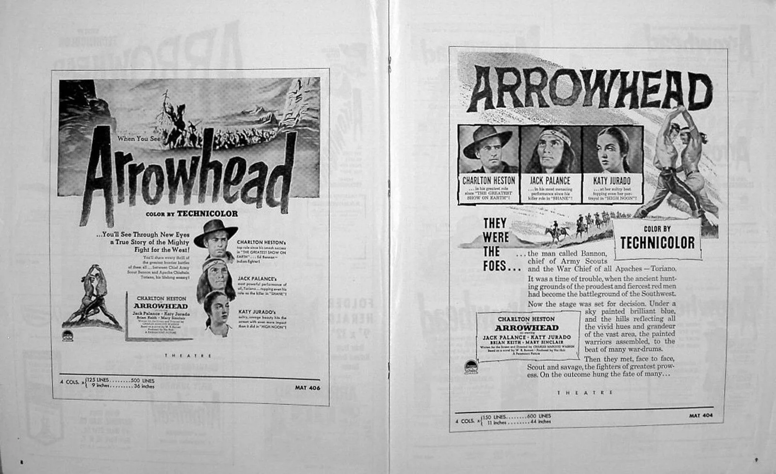 ARROWHEAD 1953 Charlton Heston, Jack Palance, Katy Jurado US PRESSBOOK, изображение 3